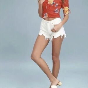 Free People Loving Good Vibrations Cutoffs Denim Shorts Distressed White 27